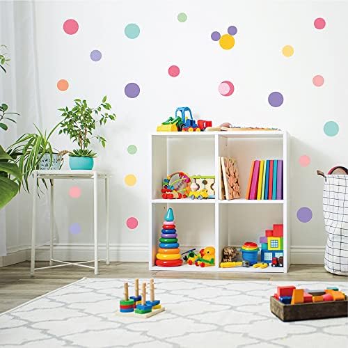 130 PCS Modern Aesthetic Peel & Stick Boho Pastel Polka Dot Wall Decals | 10 sheets waterproof vinyl circle stickers for nursery, kids room, daycare classroom & home decor, multi-size(1.9–3.1 in) by Qaxrocyn