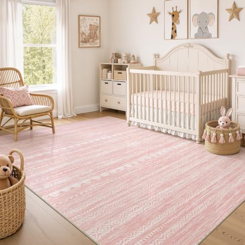 Nakagishi Boho 5x7 Pink Area Rug Living Room Rugs Machine Washable by NakagishiAreaRug