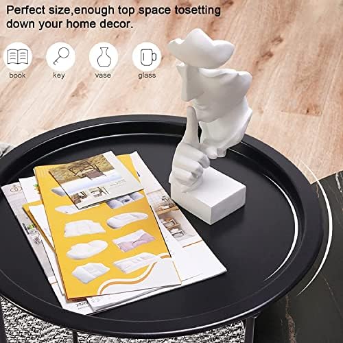 Garden 4 you End Table 2 PCS Metal Side Table Black Round Folding Tray Cyan Sofa Small Accent Fold-able Table, Round End Table Tray, Next to Sofa Table, Snack Table for Living Room and Bed Room - Image 5