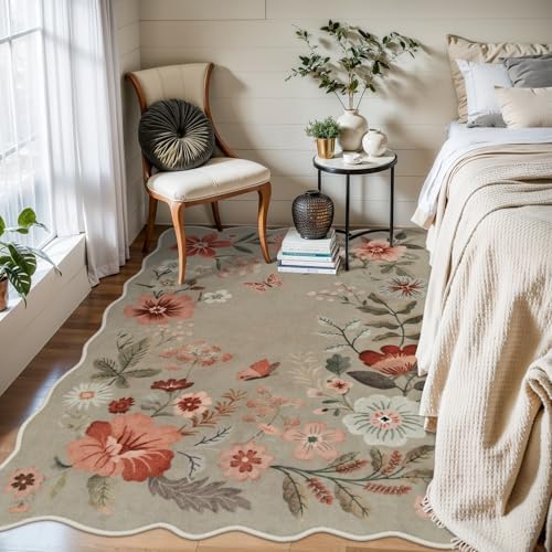 Lahome Floral Washable Rugs for Bedroom, 4X6 Area Rug Soft Living Room Rug - Image 3