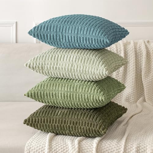MIULEE Corduroy Decorative Throw Pillow Covers 20x20 Coastal Blue Pack of 2 - Image 4