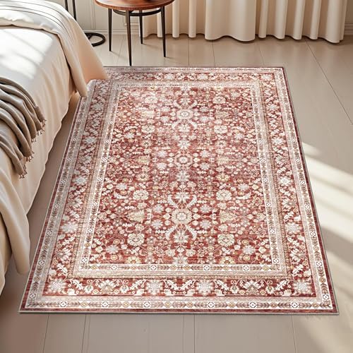 OPPODREAM Vintage RED Area Rugs 3x5, Washable Rug for Living Room by OPPODREAM