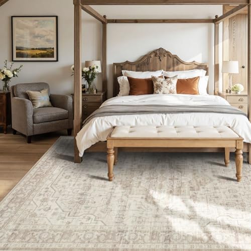 Rugxara 6x9 Washable Area Rug for Living Room, Vintage Neutral Rug - Image 4