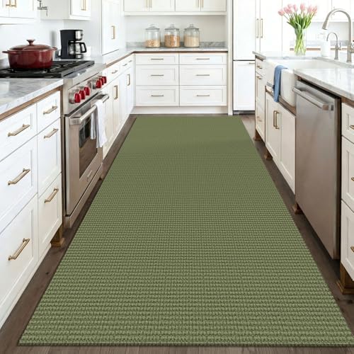 KOZYFLY Washable 4x6 Entry Woven Area Rug, Braided Throw Rugs for Entryway, Non Slip Door Mat Indoor Entrance, Front Porch Carpet for Foyer, Kitchen, Bedroom, Living Room, Olive Green/Earthy Green - Image 3