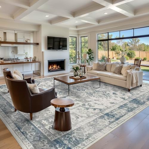 Rugxara 9x12 Extra Large Area Rug,Neutral Vintage Boho Rug for Living Room - Image 2