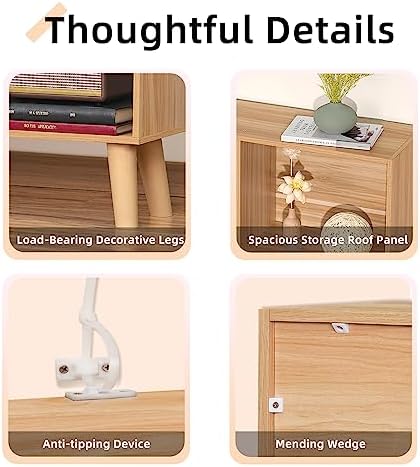 LEYAOYAO 10 Cube Bookshelf, Mid-Century Modern Book Shelf with Legs,Natural - Image 6