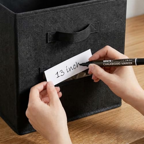 Storage Bins,13" Cube Storage Bin with Labels,10pcs,Black - Image 4