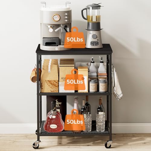 Homleke 3-Tier Rolling Kitchen Microwave Cart, Utility Cart - Image 5