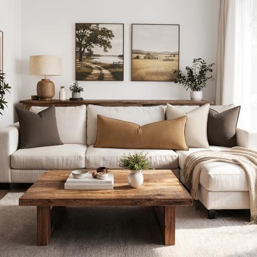 MIULEE Decorative Linen Lumbar Pillow Cover 14x36 Inch Brown - Image 4