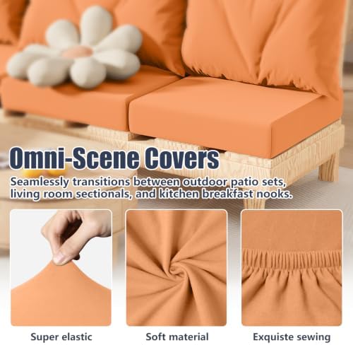 8Pcs Outdoor Cushion Covers, Stretch Patio Furniture Couch Chair Slipcovers - Image 6
