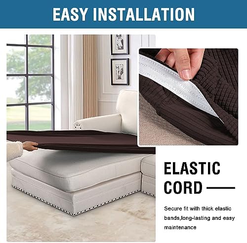 H.VERSAILTEX Super Stretch Individual Chaise Cover Sectional Couch Covers for L Shaped Sofa Both Left/Right Featuring Thick Jacquard Textured Twill Fabric (1 Piece Chaise Cover, Chocolate) - Image 5