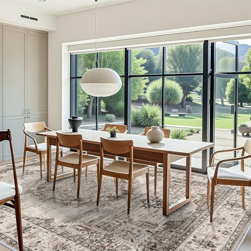 YOUFORTONG 10x12 Area Rug Washable：Large Living Room Area Rugs - Machine Washable Stain Resistant Rug - Soft Low Pile Carpet for Bedroom Dining Room 10'x12' Beige - Image 5