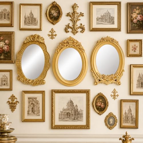 Mifoci Vintage French Wall Mirror Set of 3 Antique Gallery Decor,Oval - Image 5