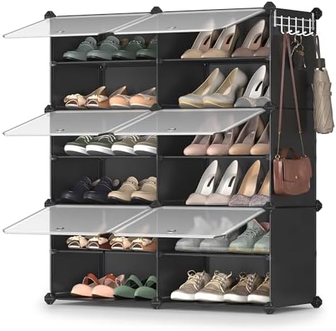 SONGMICS Shoe Rack, 6-Tier with Doors, 24-Pair Storage Cabinet by Unknown