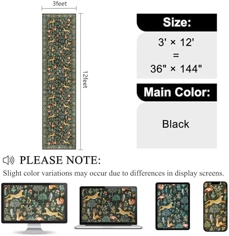 DUKINO 3x12 Runner Rug for Hallway, Washable Animal Rug for Kitchen, Black - Image 2