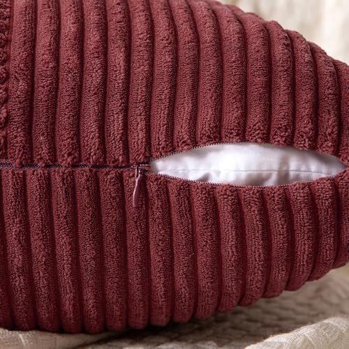 MIULEE Burgundy Decorative Throw Pillow Covers for Couch 18x18 Inch - Image 3