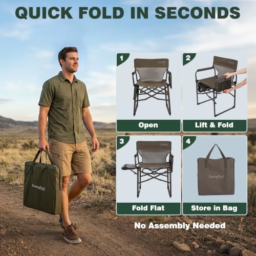 SUNNYFEEL Camping Director Chair with Side Table - Image 6