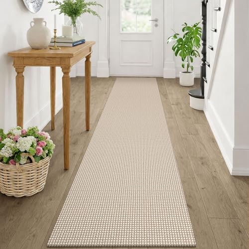 KOZYFLY Runners Rugs for Hallway 2x10, Washable Runner Rug, Woven Non Slip Kitchen Runner, Braided Entryway Rug, Floor Carpet for Entry, Aisle, Hall, Ivory Beige by KOZYFLY
