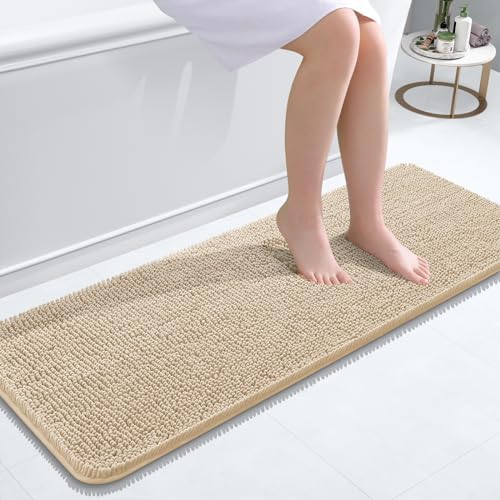OLANLY Bathroom Runner Rugs 47x17, Extra Soft Absorbent Chenille Bath Rugs by OLANLY