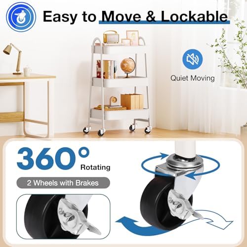 DUMOS 3 Tiers Rolling Cart, Utility Cart, Storage Organizer - Image 4