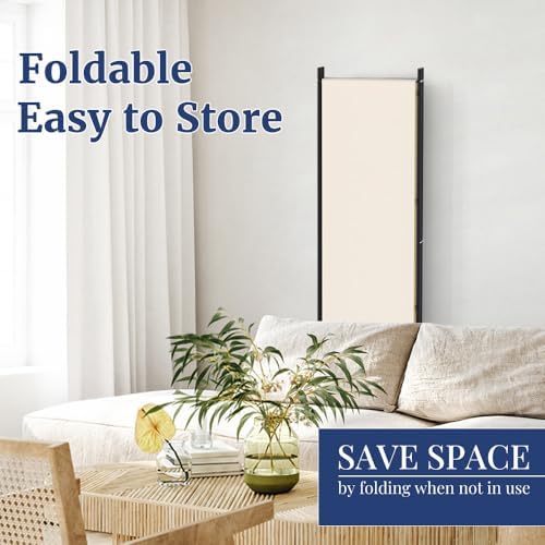 Kokorona 4 Panel Room Divider, 6FT Tall Rolling Privacy Screen with Lockable Wheels, Folding Wall Dividers Portable Room Divider for Room Separation, Included - Cover Strips, Beige, 88''W x 70''H - Image 5