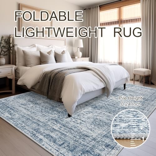 Soalmost Washable Area Rug 8x10 Large Soft Blue Rugs for Living Room - Image 6