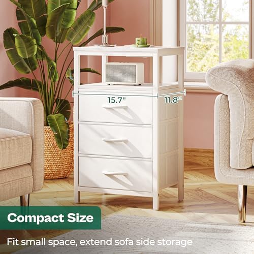 Huuger Nightstands Set of 2, Nightstand with Charging Station,Bedside Table - Image 3