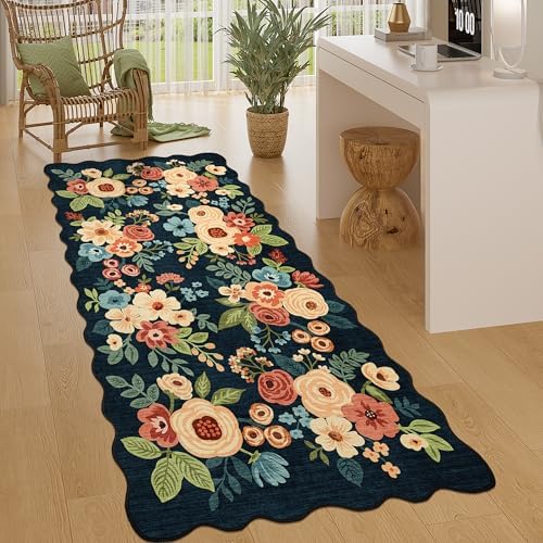 DUKINO 3x6 Hallway Runner Rug, Washable Kitchen Rug Non Slip, Navy Blue by DUKINO