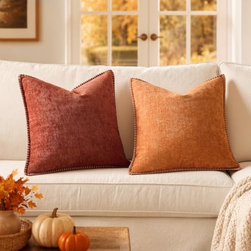 MIULEE Fall Decorative Couch Throw Pillow Covers 18x18 Inch Burnt Orange - Image 4