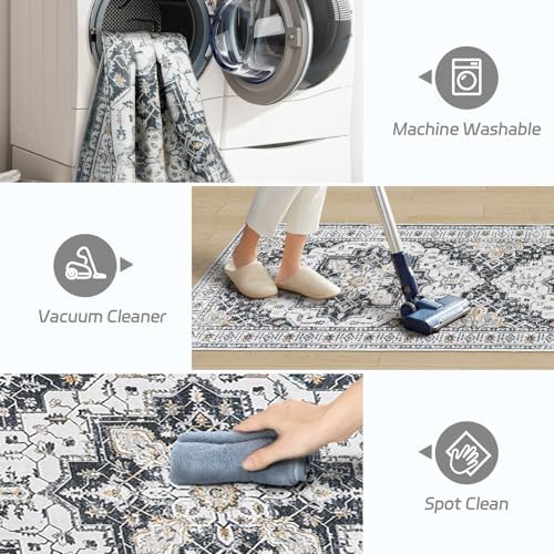 Madane Washable Runner Rugs 2x12 Long for Hallway Kitchen Soft, Black - Image 5