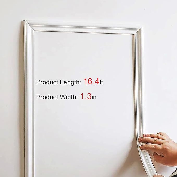 Peel and Stick Flexible Wall Molding Trim Self Adhesive Decorative Strips, DIY 3D Ceiling Trim for Home Décor on Cabinet Door Mirror Frame, 1.3in(W) ×16ft(L), White - Image 4