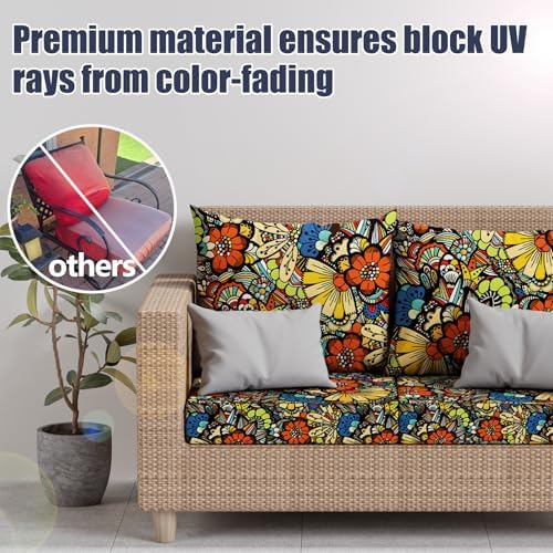 8Pcs Outdoor Cushion Covers, Stretch Patio Furniture Couch Chair Slipcovers - Image 3
