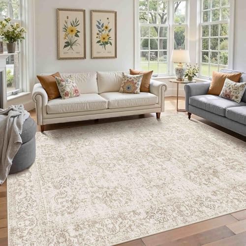 Rugxara 5X7 Washable Area Rug for Living Room, Bedroom,Neutral Beige by Rugxara