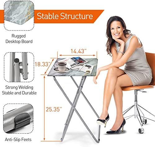 Garden 4 you Portable Folding TV Tray Dinner Snack Trays Table Portable Foldable Table Small Sofa Bedside Tables with Light Weight, 15 x 18.9 x 26 in(Smoky Grey,1PC) - Image 3