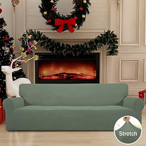 Easy-Going Stretch 4 Seater Oversized Sofa Couch Cover Greyish Green - Image 2