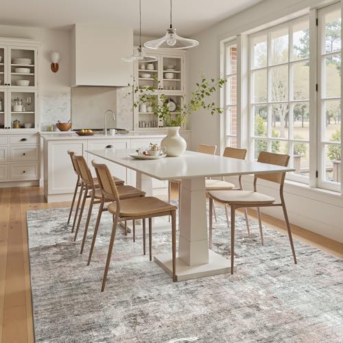 Soalmost Abstract Rug 5x7 Washable Area Rugs for Living Room, Pink/Grey - Image 2
