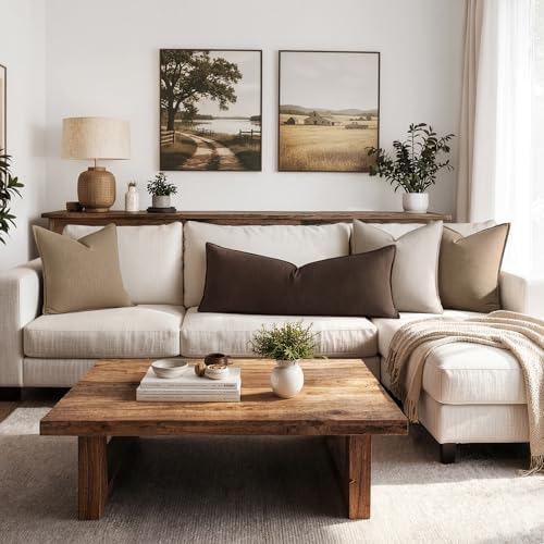 MIULEE Decorative Linen Lumbar Pillow Cover 14x36 Inch Dark Brown - Image 4