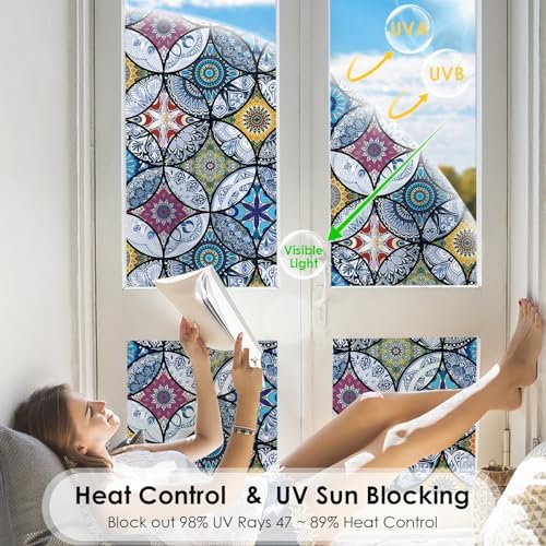 DKTIE Static Cling Decorative Window Film Easy to Install 35.4" x 118.1" - Image 3