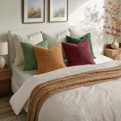 MIULEE Soft Decorative Chenille Pillow Covers Christmas Dark Green 18x18 - Image 3