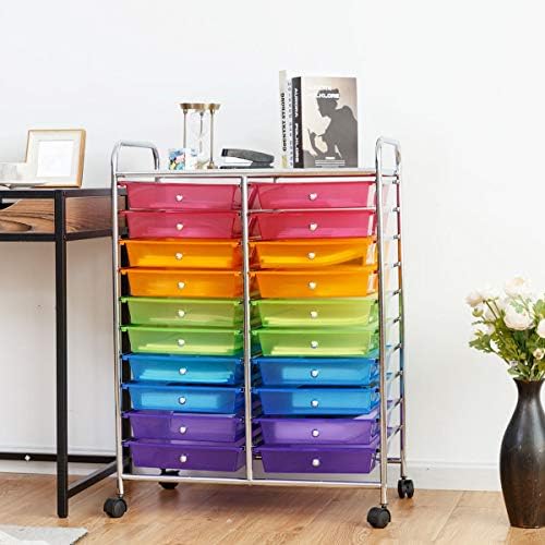Giantex 20 Drawer Rolling Storage Cart Tools Scrapbook Paper Office School Organizer, Multicolor - Image 2