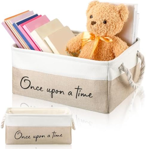 Marsui 1 Pcs Book Storage Basket Book Bin Once Upon a Time, White Brown by Marsui
