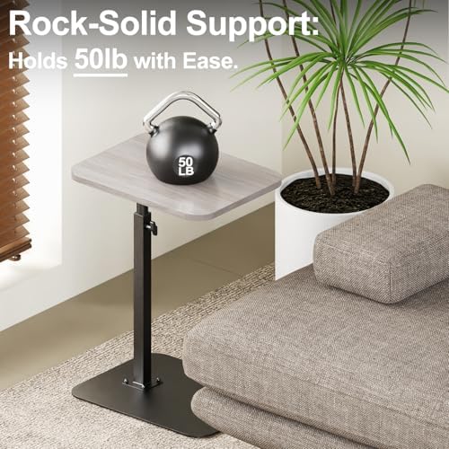 Side Table Sofa Tray for Couch Heavy Metal Base Swivel/Adjustable Height - Image 6