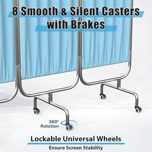 tonchean 4-Panel Medical Privacy Screen on Wheels, 79"x71" Folding Divider - Image 4