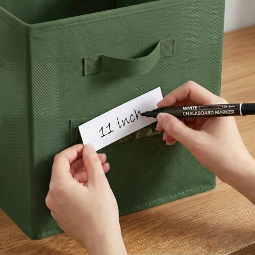 Storage Bins,11" Cube Storage Bin with Labels,10pcs,Dark Green - Image 4