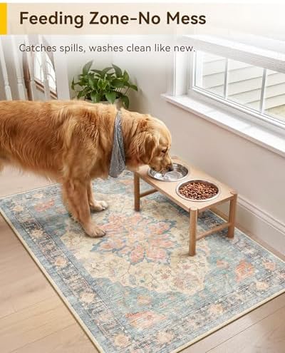 RELEANY Washable Area Rug, Small 2'x3', Blue/Orange/Red - Image 2