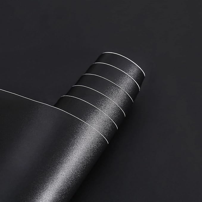 Arthome Peel and Stick Wallpaper,Matte Contact Paper,Self-Adhesive and Removable Vinyl Wallpaper Waterproof and Oil Proof for Cabinets,Countertops,Wall Covering(Black Matte 17''x78.7'') by ArthomeWALLDECOR