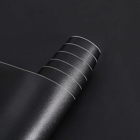 Arthome Peel and Stick Wallpaper,Matte Contact Paper,Self-Adhesive and Removable Vinyl Wallpaper Waterproof and Oil Proof for Cabinets,Countertops,Wall Covering(Black Matte 17''x78.7'') by ArthomeWALLDECOR