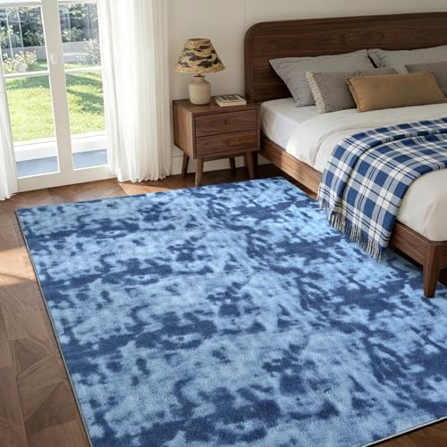 4x6 Tie-dye Teal Area Rug Non-Slip Washable Soft for Bedroom Living Room - Image 2