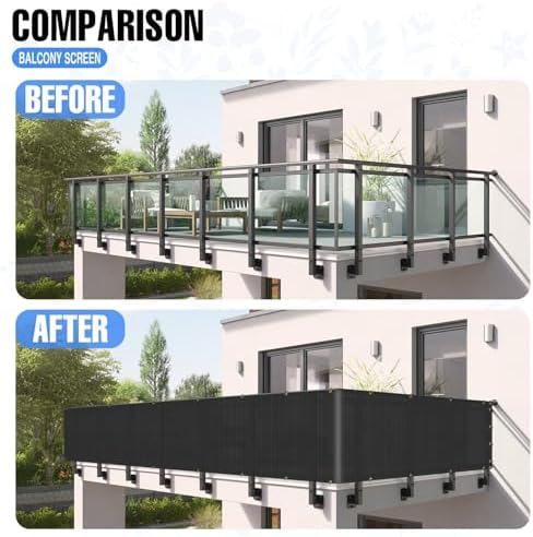 E&K Sunrise 3' x 216' Balcony Privacy Fence Screen Cover with Zip Ties Outdoor Screen Fence UV Protection for Deck Patio Backyard Apartment Pool Porch (Black) - Image 3