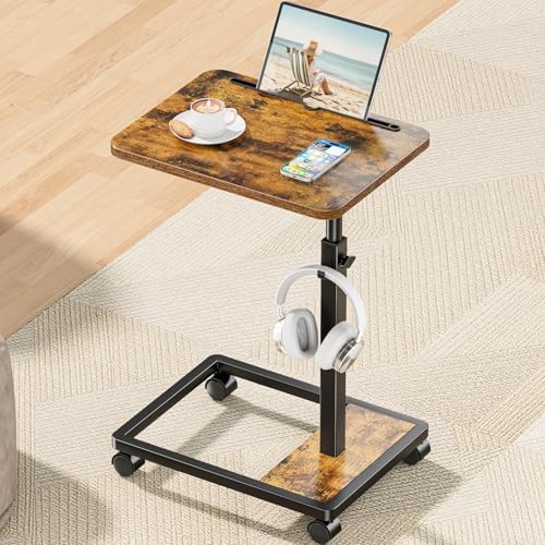 Adjustable TV Tray Table with Wheels: 18"-30.7" Height by Mofain